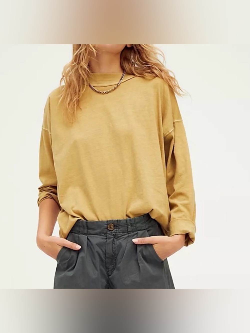 We the Free by Free People Be Free Mock Neck Tunic in Golden Palm size Medium